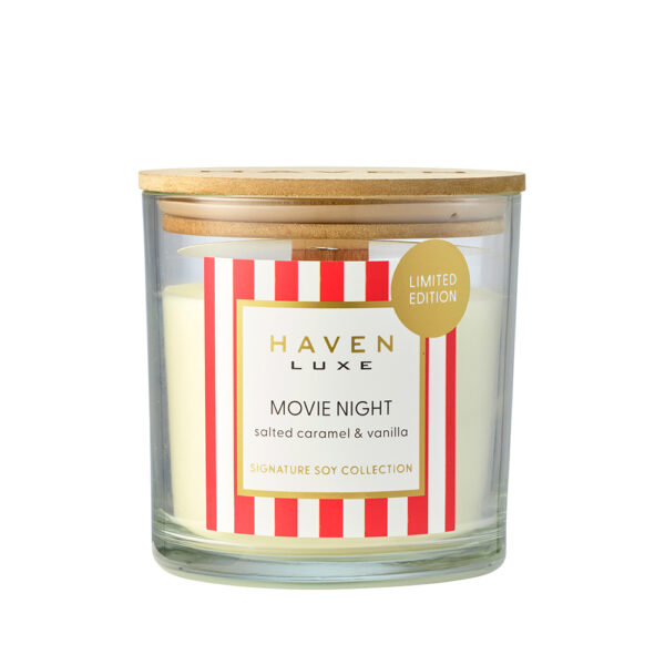 Haven Luxe Movie Night Limited Edition Salted Caramel & Vanilla Wood Wick Candle
