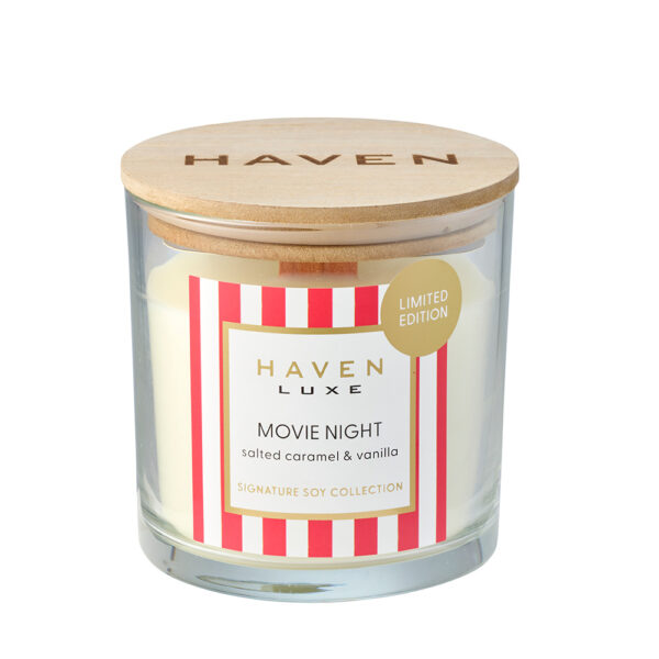 Haven Luxe Movie Night Limited Edition Salted Caramel & Vanilla Wood Wick Candle - Image 2