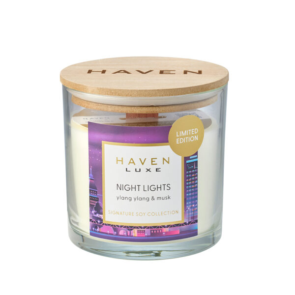 Haven Luxe Night Lights Limited Edition Ylang Ylang & Musk Wood Wick Candle - Image 2